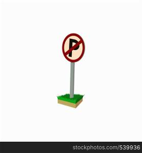 Parking is prohibited icon in cartoon style isolated on white background. Transport and service symbol. Parking is prohibited icon, cartoon style