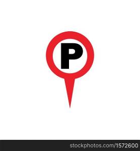 Parking location pin vector icon. Parking map point vector icon