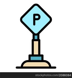 Parking pillar icon. Outline parking pillar vector icon color flat isolated. Parking pillar icon color outline vector