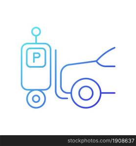 Parking robot gradient linear vector icon. Self-driving forklift. Automated parking system. Robotic valet. Thin line color symbol. Modern style pictogram. Vector isolated outline drawing. Parking robot gradient linear vector icon