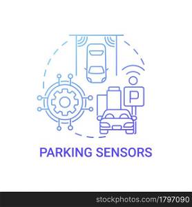Parking sensors gradient blue concept icon. Radar system for vehicle abstract idea thin line illustration. Search for vacant parking spot for car. Vector isolated outline color drawing.. Parking sensors gradient blue concept icon