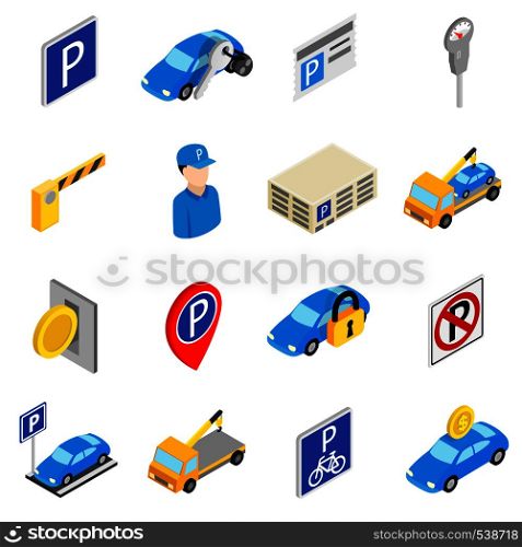 Parking set icons isolated on white background. Parking set icons