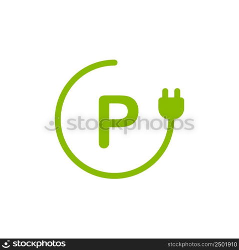 Parking sign for electric car charge icon. Electro car park vector desing.