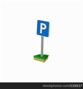 Parking sign icon in cartoon style isolated on white background. Transport and service symbol. Parking sign icon, cartoon style