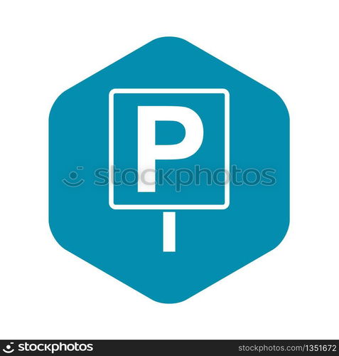 Parking sign icon in simple style isolated on white background. Parking sign icon, simple style