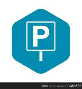 Parking sign icon in simple style isolated on white background. Parking sign icon, simple style