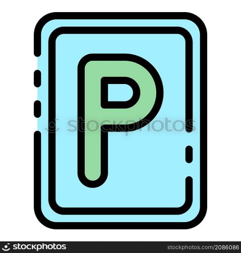 Parking sign icon. Outline parking sign vector icon color flat isolated. Parking sign icon color outline vector