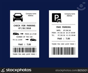 Parking ticket, money penalty receipt vector illustration isolated. Park car check with paid. Parking ticket, money penalty receipt vector illustration isolated