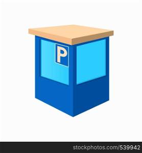 Parking toll booths icon in cartoon style isolated on white background. Transport and service symbol. Parking toll booths icon, cartoon style