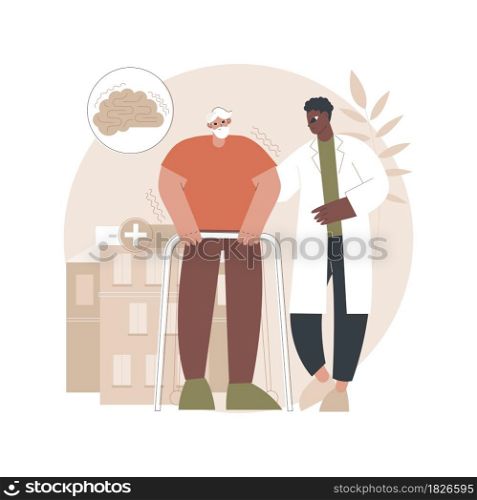 Parkinson disease abstract concept vector illustration. Parkinson cause and treatment, age depression problem, disease symptoms, progressive nervous system disorder, tremor abstract metaphor.. Parkinson disease abstract concept vector illustration.
