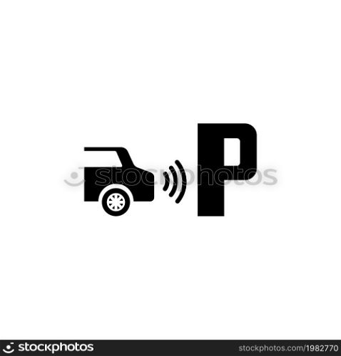 Parktronic Sensor. Parking Assist. Flat Vector Icon. Simple black symbol on white background. Parktronic Sensor. Parking Assist Flat Vector Icon