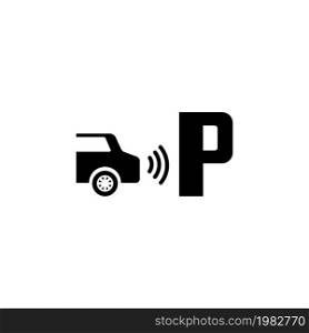 Parktronic Sensor. Parking Assist. Flat Vector Icon. Simple black symbol on white background. Parktronic Sensor. Parking Assist Flat Vector Icon