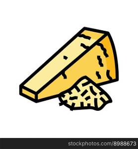 parmesan cheese food slice color icon vector. parmesan cheese food slice sign. isolated symbol illustration. parmesan cheese food slice color icon vector illustration