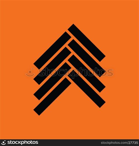Parquet icon. Orange background with black. Vector illustration.