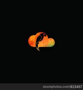 Parrot and cloud vector logo design. Color parrot. Bird logo design.