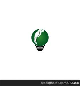 Parrot and Light bulb logo design. Creative parrot logo design template.