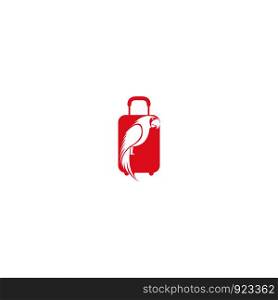Parrot and travel bag vector logo design.