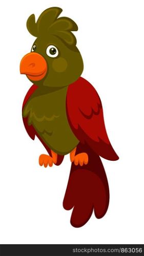 Parrot cartoon pet bird vector flat icon. Isolated funny parrot for kid, children or zoo, veterinary doctor and vet clinic design template. Parrot bird pet cartoon vector flat icon