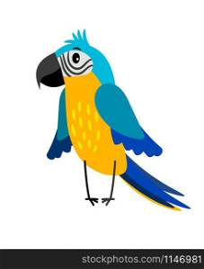 Parrot colorful cartoon bird icon isolated on white background, vector illustration. Parrot cartoon bird icon