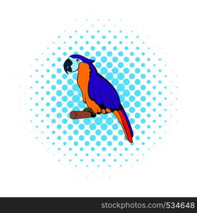 Parrot icon in comics style isolated on white background. Parrot icon, comics style