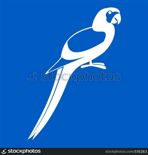 Parrot icon white isolated on blue background vector illustration. Parrot icon white