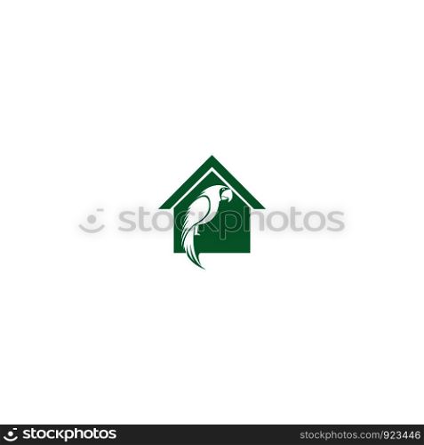 Parrot with home logo vector design. Parrot logo for sport club or team. Animal mascot logotype , Vector illustration.