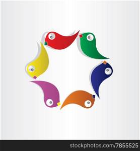 parrots circle birds symbol abstract design element