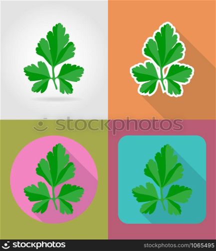 parsley vegetable flat icons with the shadow vector illustration isolated on background