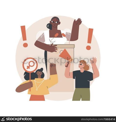 Participation of women abstract concept vector illustration. Gender equality rights, women political participation, female speaker leader, democracy, successful presentation abstract metaphor.. Participation of women abstract concept vector illustration.