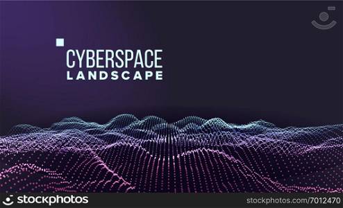 Particle Design Abstract Background Vector. Movement Surface. Data Flow. Mountain, Topographic. Cover Illustration. 3D Abstract Background Vector. Array Space. Energy Art. Web. Landscape. Banner, Flyer. Illustration