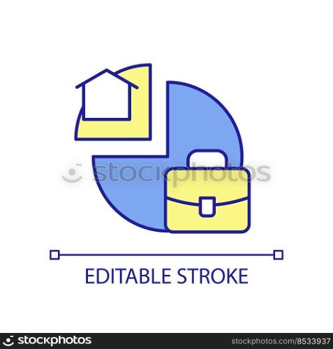 Partly remote work RGB color icon. Flexible working schedule. Hybrid workplace. Workflow. Isolated vector illustration. Simple filled line drawing. Editable stroke. Arial font used. Partly remote work RGB color icon