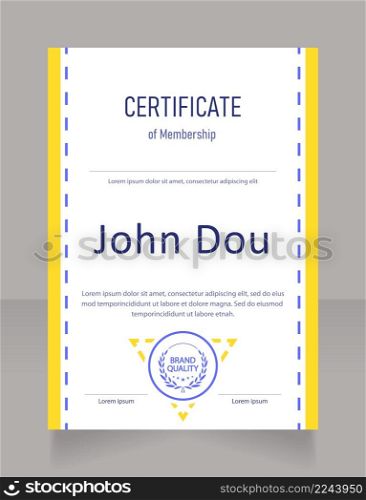 Partner certificate design template. Vector diploma with customized copyspace and borders. Printable document for awards and recognition. Bahnschrift Semi-Light Condensed, Arial Regular fonts used. Partner certificate design template