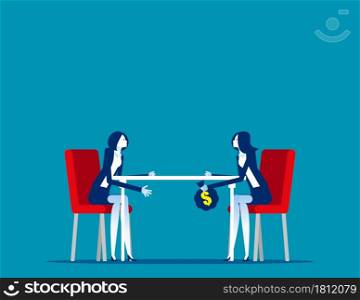 Partner handing money under the table. Business corruption concept