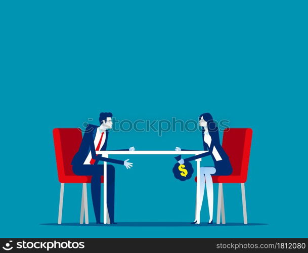 Partner handing money under the table. Business corruption concept