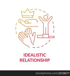 Partner idealizing concept icon. Ignoring abuse and hostile attitude. Interchange expectations from relationships abstract idea thin line illustration. Vector isolated outline color drawing. Partner idealizing concept icon