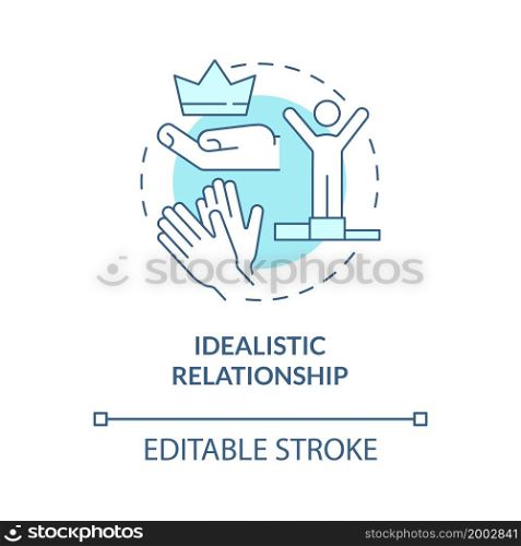 Partner idolizing concept icon. Ignoring mistakes and toxicity. Unrealistic expectations problem abstract idea thin line illustration. Vector isolated outline color drawing. Editable stroke. Partner idolizing concept icon