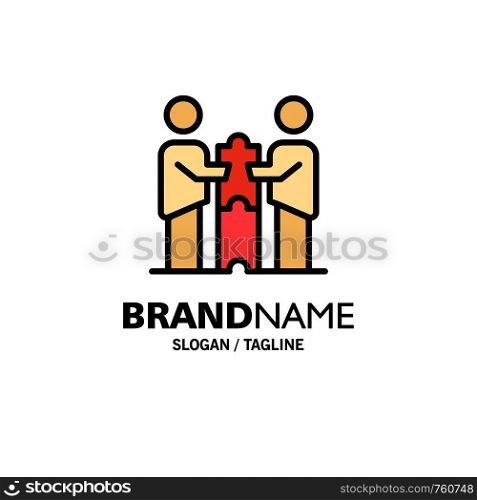 Partners Collaboration, Business, Cooperation, Partners, Partnership Business Logo Template. Flat Color