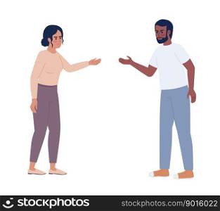 Partners in toxic relationship semi flat color vector characters. Editable figures. Full body people on white. Simple cartoon style spot illustration for web graphic design and animation. Partners in toxic relationship semi flat color vector characters