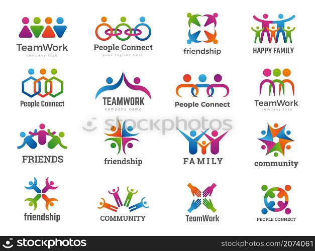 Partners logo. Connecting people teamwork friendship successful family union recent vector business symbols collection. Friendship people, teamwork partnership connection illustration. Partners logo. Connecting people teamwork friendship successful family union recent vector business symbols collection