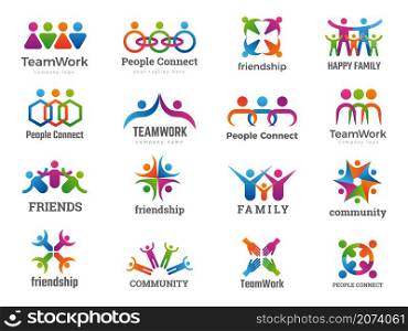 Partners logo. Connecting people teamwork friendship successful family union recent vector business symbols collection. Friendship people, teamwork partnership connection illustration. Partners logo. Connecting people teamwork friendship successful family union recent vector business symbols collection