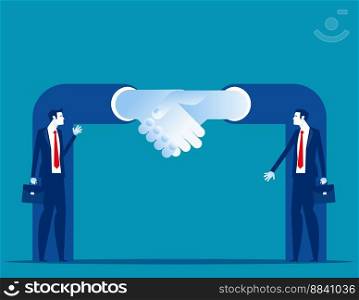 Partners trade or purchase symbolic gesture as successful offer. Closing deal as business sale contract agreement