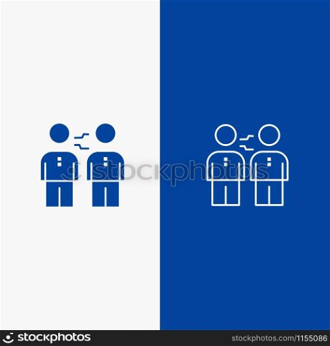 Partnership, Agreement, Business, Cooperation, Deal, Handshake, Partners Line and Glyph Solid icon Blue banner Line and Glyph Solid icon Blue banner