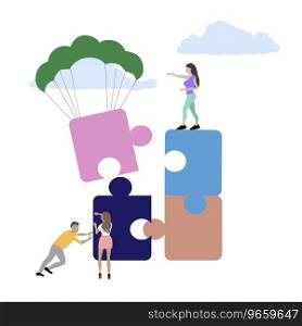 Partnership business development concept. Team work, Building it, projects manager and startup your business, team working. Vector illustration. Partnership business development concept. Team work