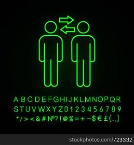 Partnership neon light icon. Partners, companions. Colleagues interaction. Teamwork. Glowing sign with alphabet, numbers and symbols. Vector isolated illustration. Partnership neon light icon