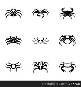 parts icons set. Simple set of 9 overland crab vector icons for web isolated on white background. Overland crab icons set, simple style