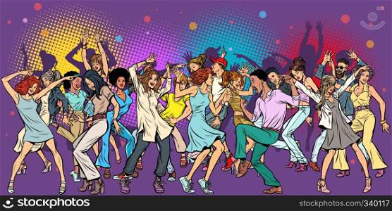 Party at the club, dancing young people. Pop art retro vector illustration vintage kitsch. Party at the club, dancing young people