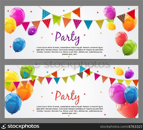Party Background Baner with Flags and Balloons Vector Illustration. EPS10. Party Background Baner with Flags and Balloons Vector Illustrati