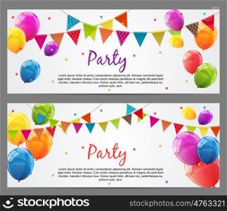 Party Background Baner with Flags and Balloons Vector Illustration. EPS10. Party Background Baner with Flags and Balloons Vector Illustrati