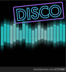Party Background - Neon Disco Sign and Blue Equalizer
