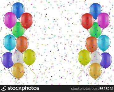 Party background of balloons and confetti